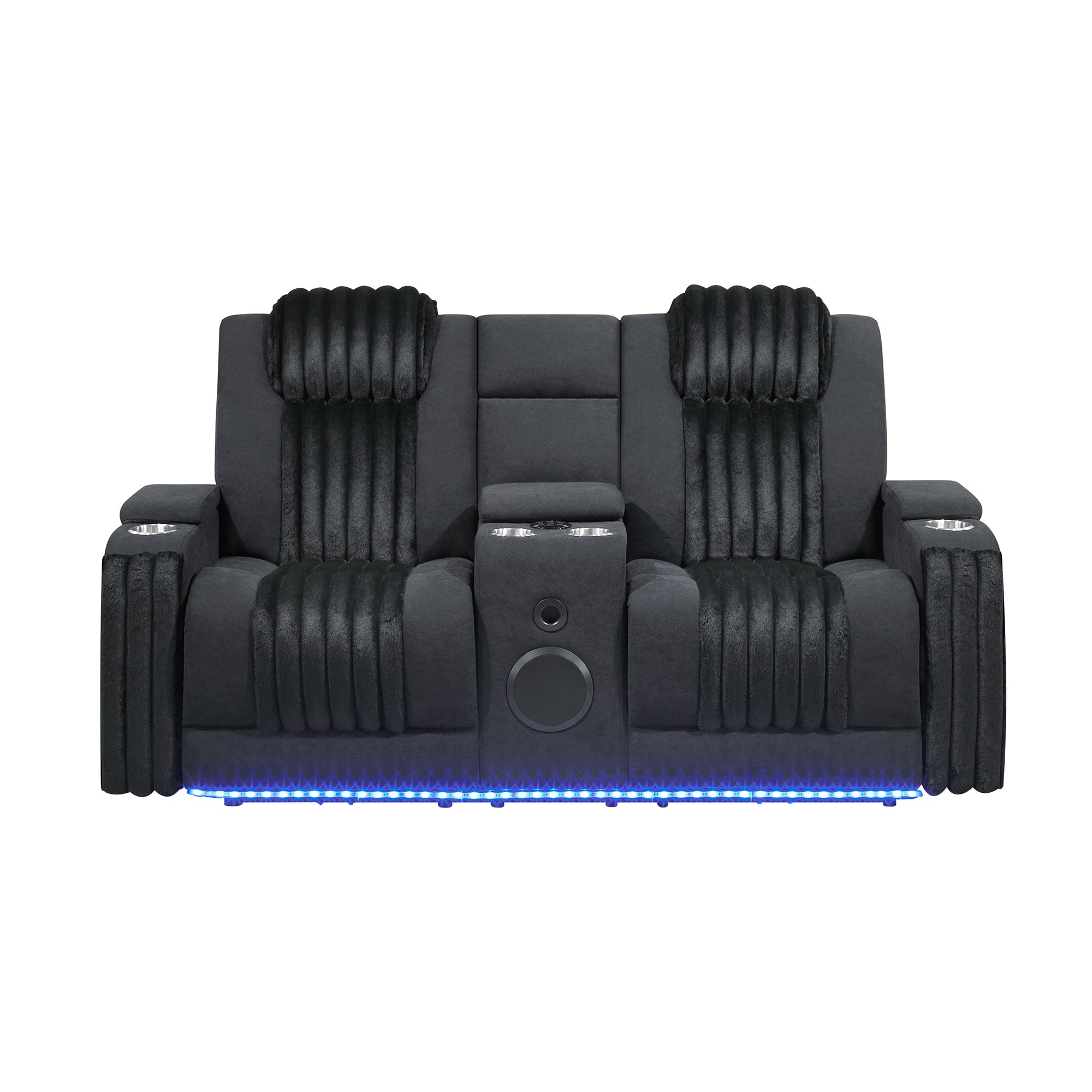 Duran Black Wood Reclining Loveseat