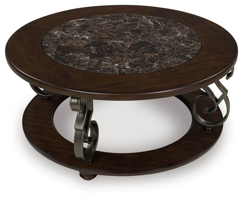 Frallyn - Round Cocktail Table - Dark Brown-2