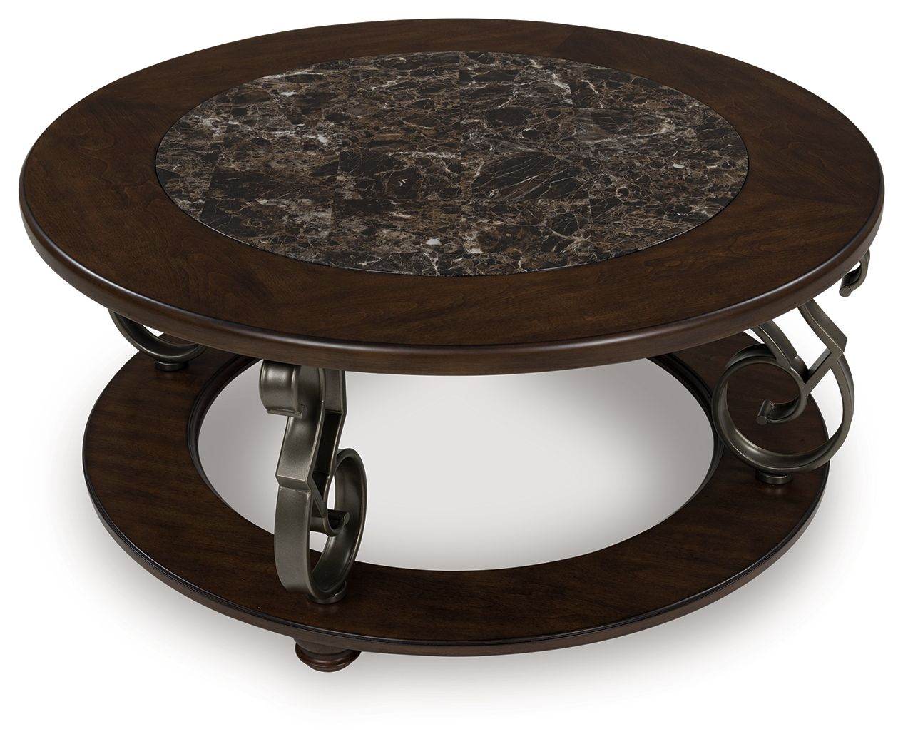 Frallyn - Round Cocktail Table - Dark Brown-2