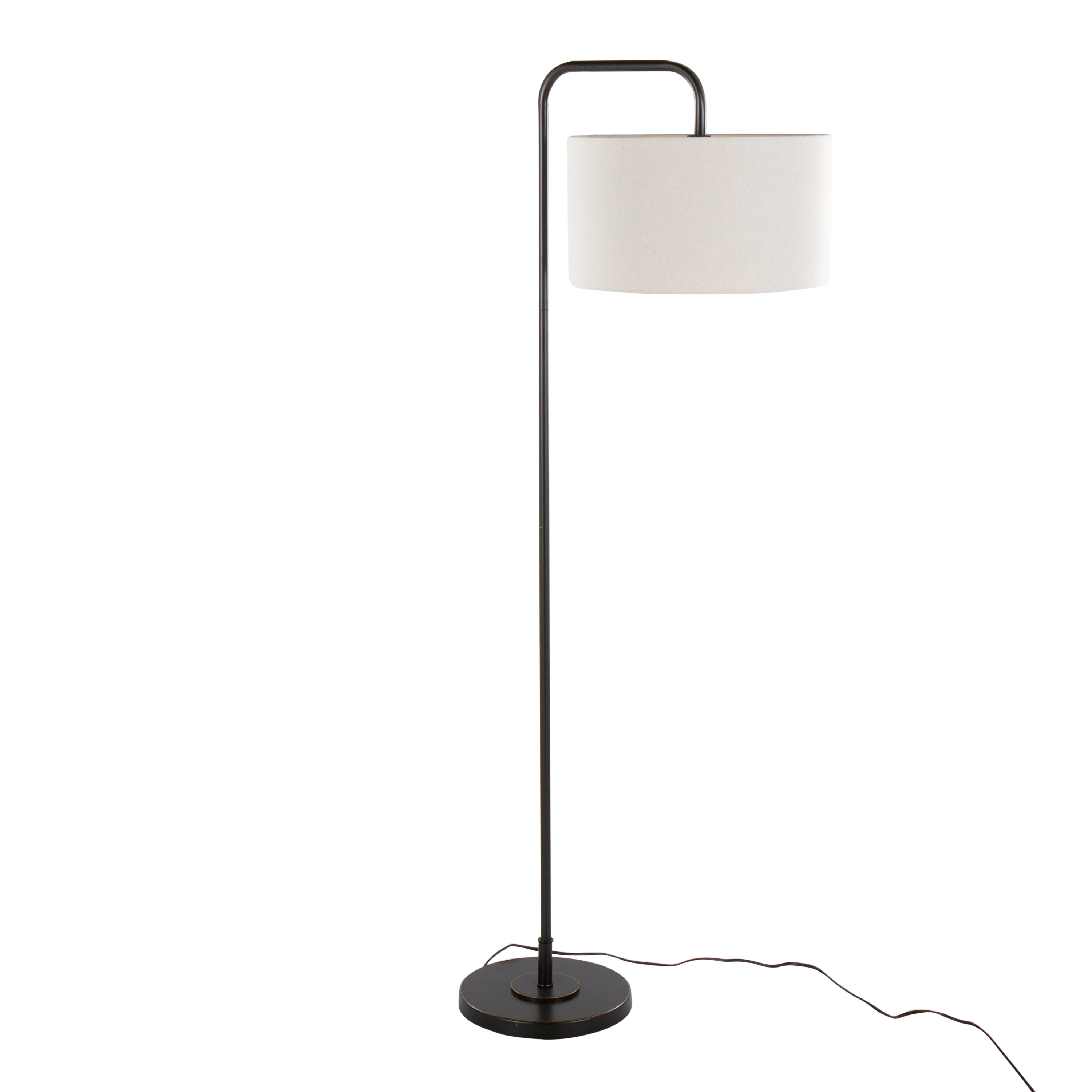 63' Contemporary Metal Floor Lamp in Oil Rubbed Bronze with Beige Linen Shade