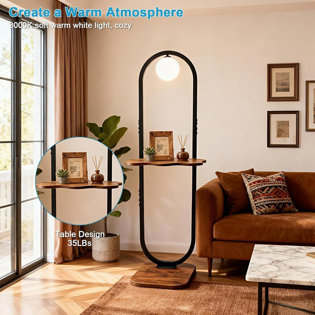 Black Forty SevenInch Floor Lamp Featuring Integrated Table