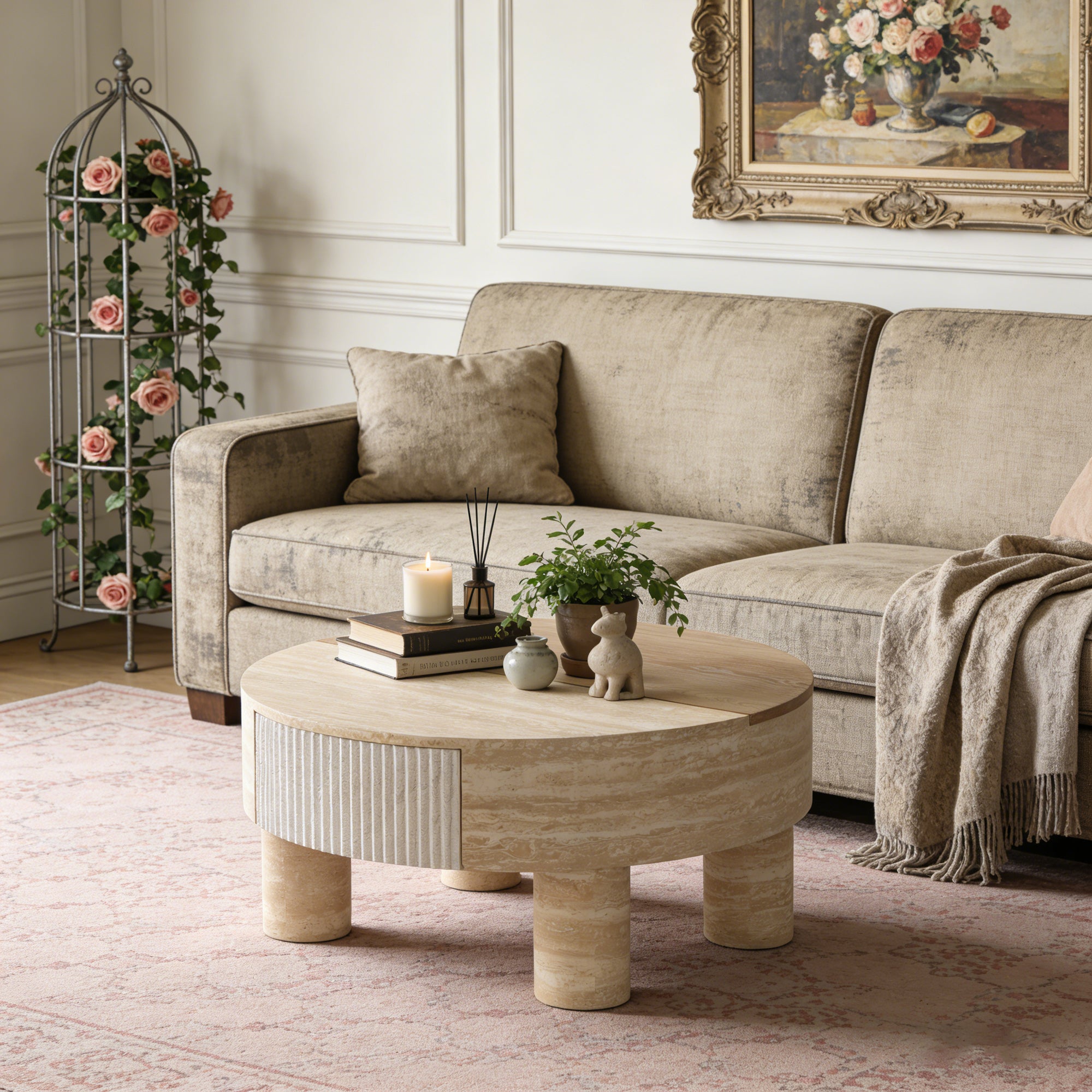 Round Coffee Table with flip top