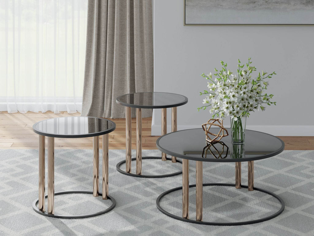 Hannerly - Occasional Table Set (Set of 3) - Black / Gold Finish-1