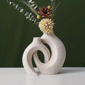 Set of 2 White Ceramic Vases - Modern Boho Decor-2