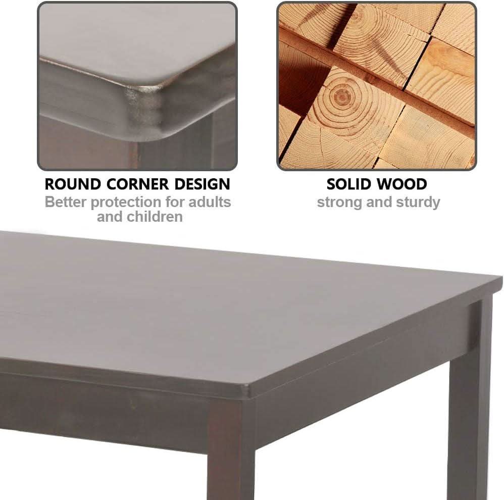 Espresso Finish Rectangular Solid Wood Dining Table Four Seater-3
