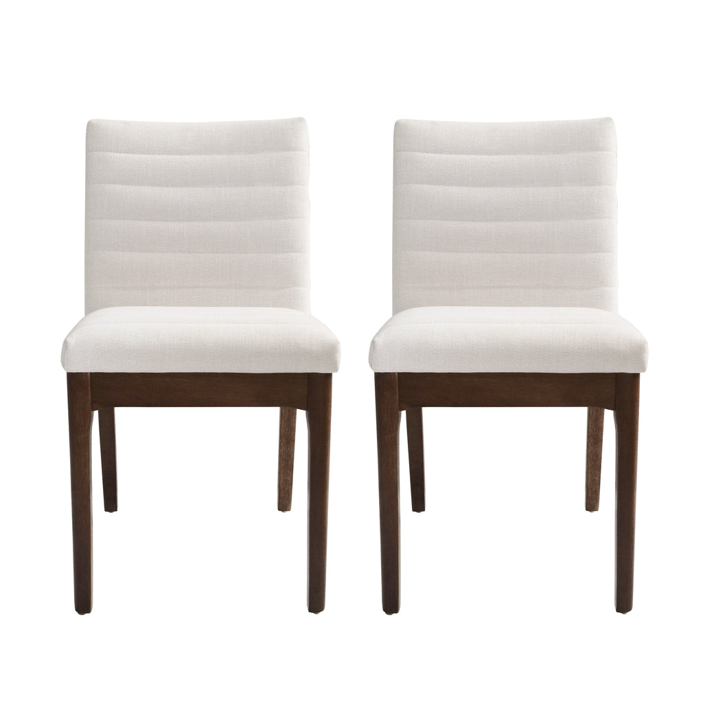 Stylish Mid-Century Modern Dining Chair Set with Channel Stitching i,Set of 2, Light Beige Wood