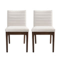 Stylish Mid-Century Modern Dining Chair Set with Channel Stitching i,Set of 2, Light Beige Wood