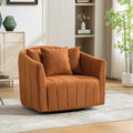 Orange Upholstered Oversized 360° Swivel Accent Barrel Chair
