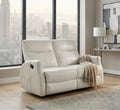 Double Beige Faux Leather Reclining Loveseat