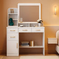Contemporary White 40 Inch Makeup Vanity Desk Mirror-0