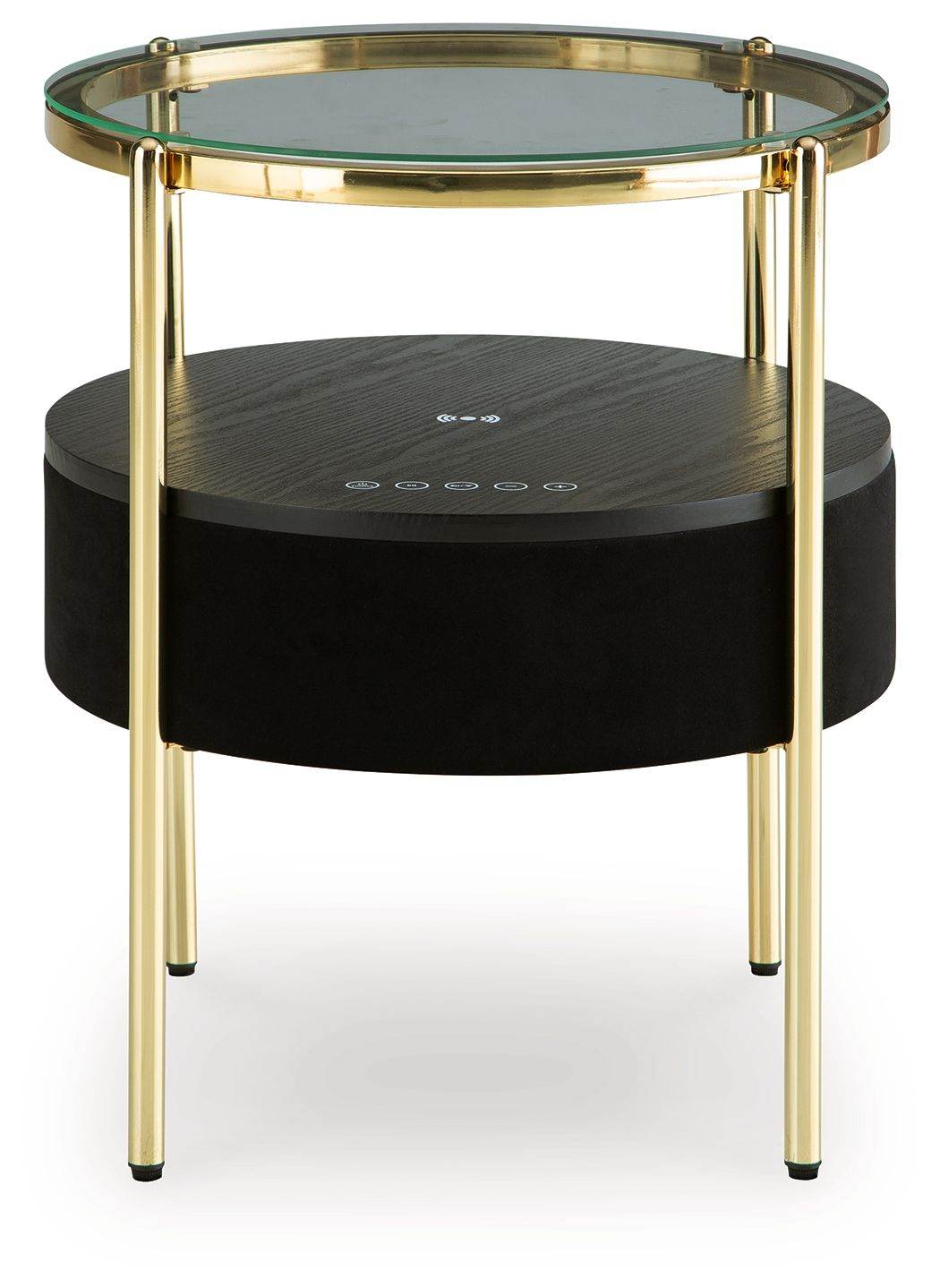 Nedman - Accent Table With Speaker - Black / Gold Finish-1