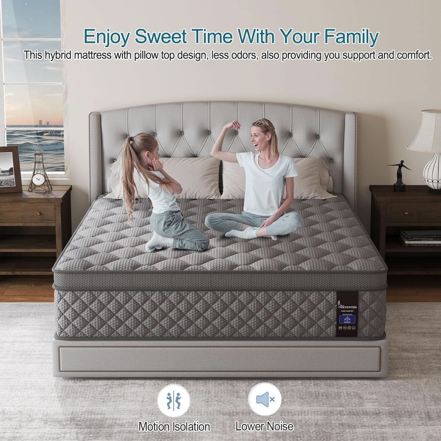Full Gray 14Inch Premium Medium Firm Hybrid Mattress-4