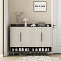 Sideboard,Shoe Cabinet with 4 Doors Large Modern Shoe Storage Organizer Cabinet with Adjustable Shelves for Entryway Black Shoe Rack Cabinet for Living room, bedroom
