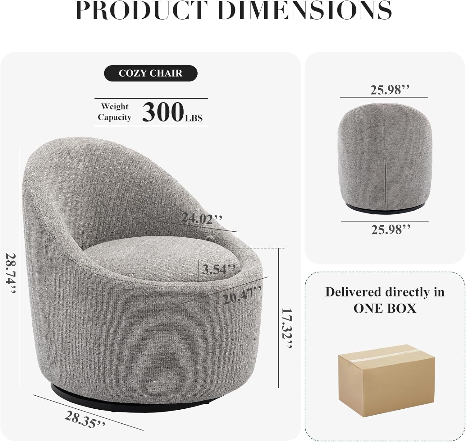 Swivel Accent Chairs Three Sixty Rotation Light Grey
