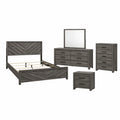 DENVER Modern Twin 5-Piece Bedroom Set in Gray Finish with Bed, Dresser, Mirror, Nightstand and Chest, Contemporary Storage Furniture Set