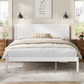 Platform Bed Frame with Headboard , Wood Slat Support , No Box Spring Needed ,King,White