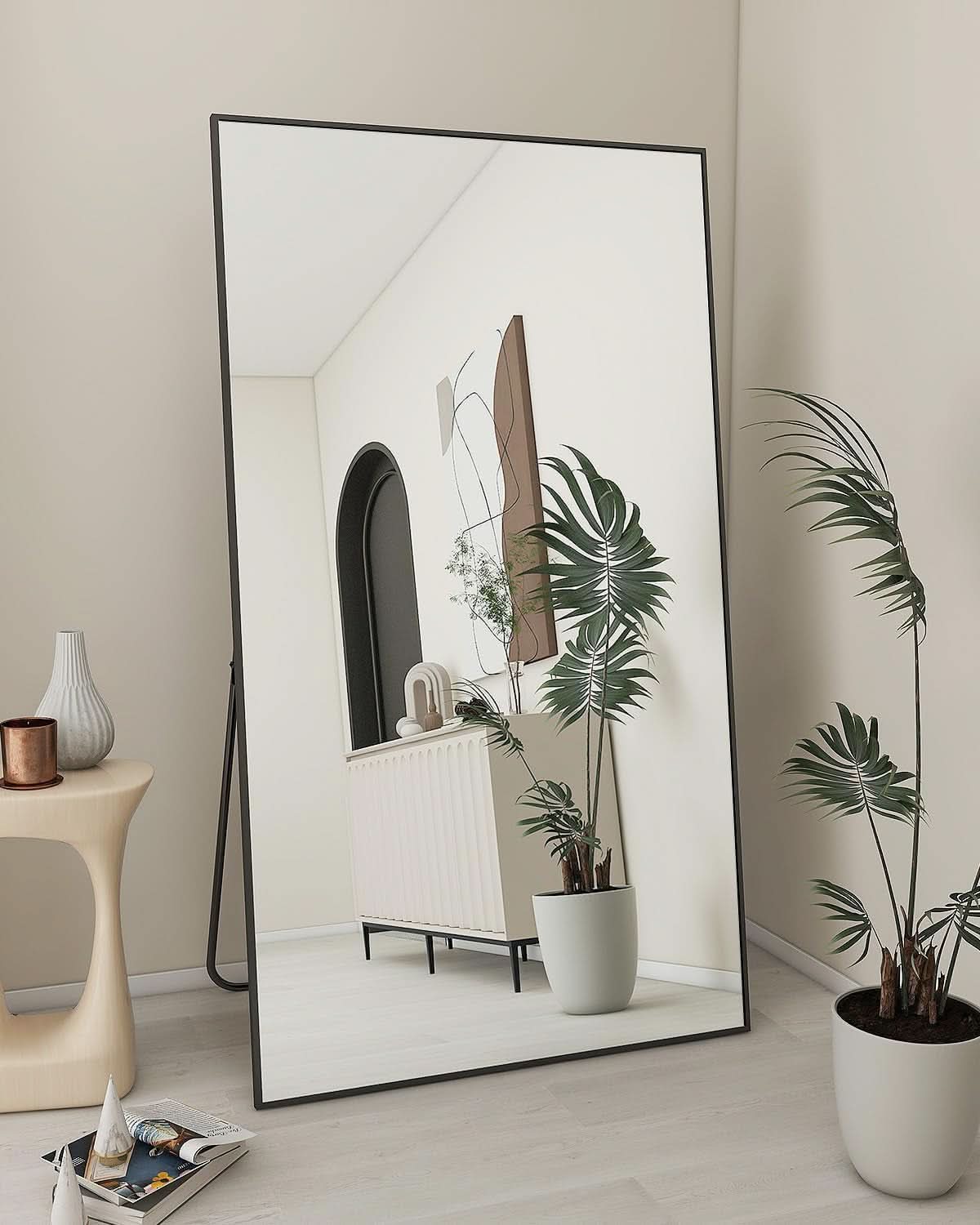 71x31 Inch Black Floor Mirror Full Length Standing-1