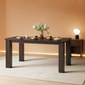 63 Inch Black Rectangular Dining Table Industrial Sturdy-0