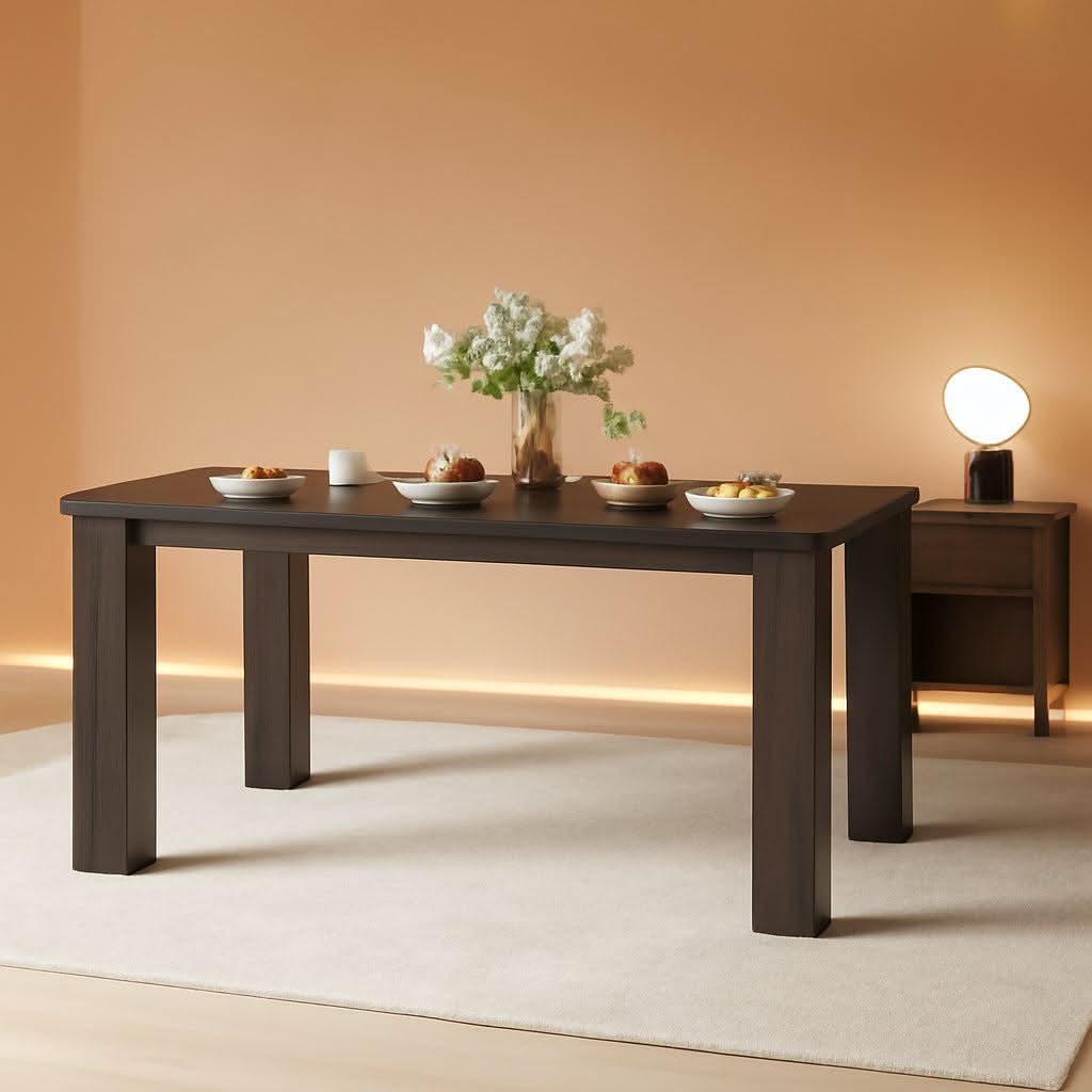 63 Inch Black Rectangular Dining Table Industrial Sturdy-0