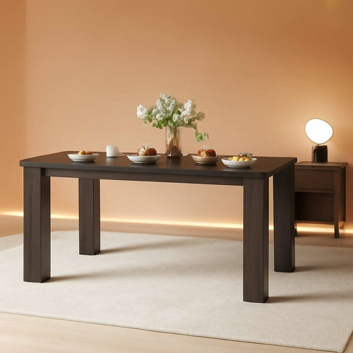 63 Inch Black Rectangular Dining Table Industrial Sturdy-0