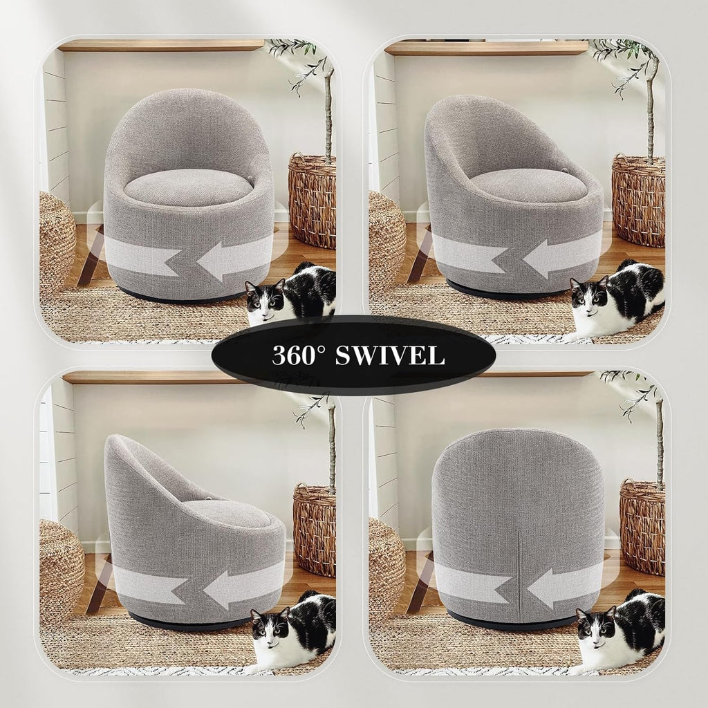 Swivel Accent Chairs Three Sixty Rotation Light Grey