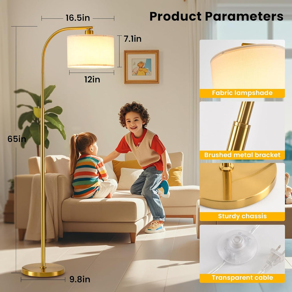 Tall Floor Lamp 65 Inch Brushed Gold Contemporary Finish-4