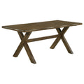 Carbon Knotty Nutmeg Rectangular Dining Table with X-Base Design, Solid Wood, Brown Finish, 70.75L x 35.5W x 30H inches