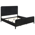 Mason Black Panel Bed with Fluted Design, Wood Frame, Modern Style, Black Finish, Queen Size