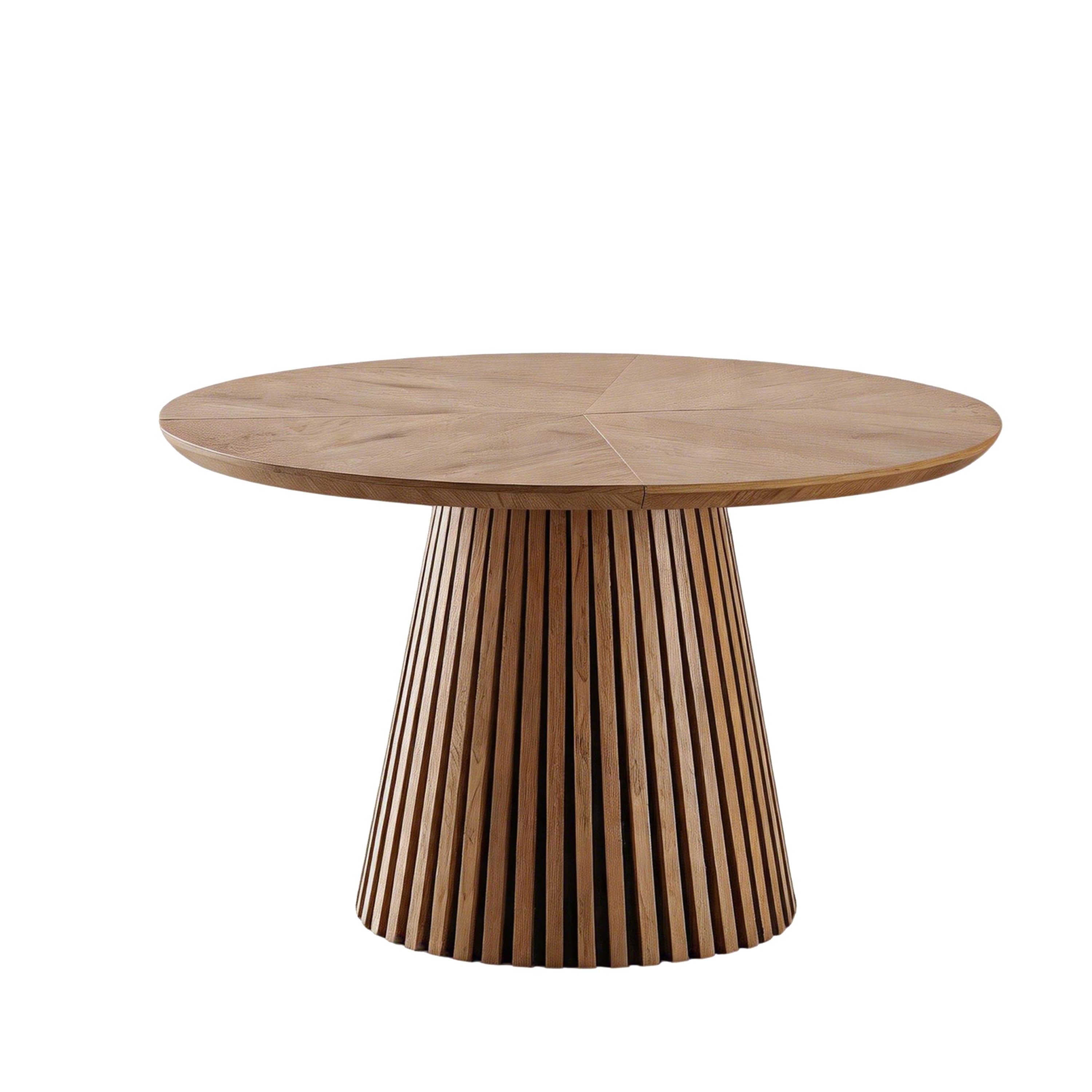 Modern Round Wooden Dining Table, Natural Wood Finish, Multi-Functional for Living Room and Dining Room, Space-Saving Design