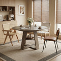 43.3in-59in Extendable Round Dining Table for 4-8,Modern Kitchen Oval Dining Table with Removable Leaves Space Saving,Wood Base with Storage Shelf for Kitchen Living Room (Wood Color)