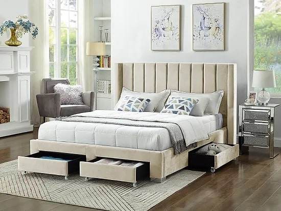 Sterling Velvet Platform Bed with Storage-3