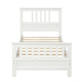 White Pine Wood Platform Bed with Paneled Headboard and Footboard, Twin Size, Solid Wood Frame with 10 Slats
