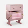 Pink Robot LED Nightstand with 360° Rotating Drawer