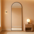 58x19 Inch Arched Floor Standing Full Length Mirror Black-0