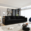 102.4 ' Plush Corduroy 4-Seat Sofa,Modern Comfy Upholstered Sofa Cloud Couch,Deep Seat Couches with Soft Pillows,Convertible Deep Seat Sofa Lounge Chair for Apartment,Office,Black(Old Sku:W1885S00272