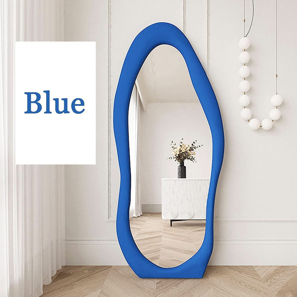 Blue Irregular Wavy Full Length Floor Mirror 63x24 Inch-1
