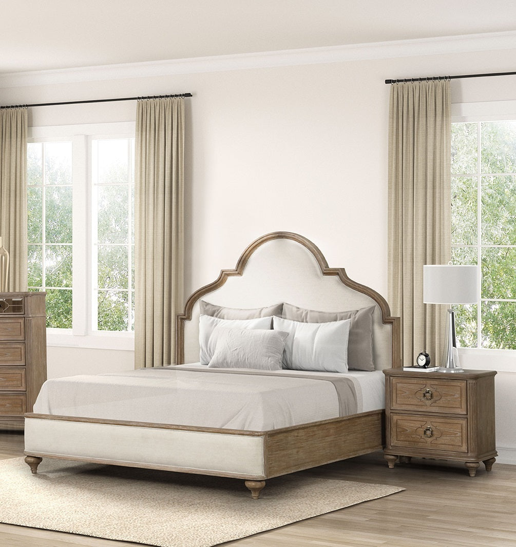 Rustic Oak 3pc Eastern King Size Bed 2x Nightstands