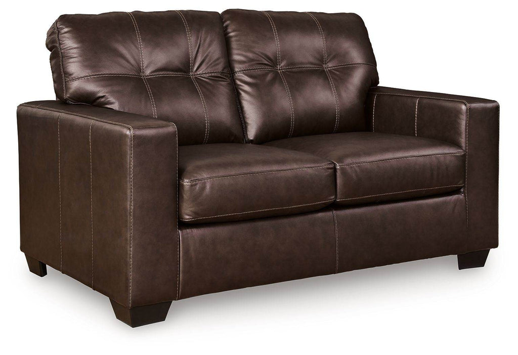 Santorine - Loveseat - Leather Match - Dark Brown-0