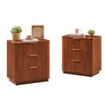 3 Drawers Nightstand Set of 2, 23.6'' Wide Modern Chest of Drawers Curved wave Design, Nightstand, Wood Drawer Organizer for Bedroom, Living Room, Hallway, Walnut,23.6''W x 15''D x 25.2''H.