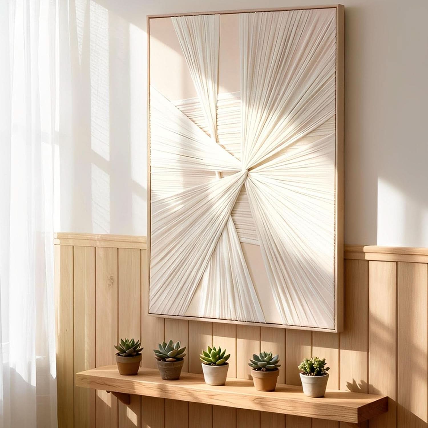 Vertical 30x45Inch 3D Texture Beige Canvas Wall Art-1