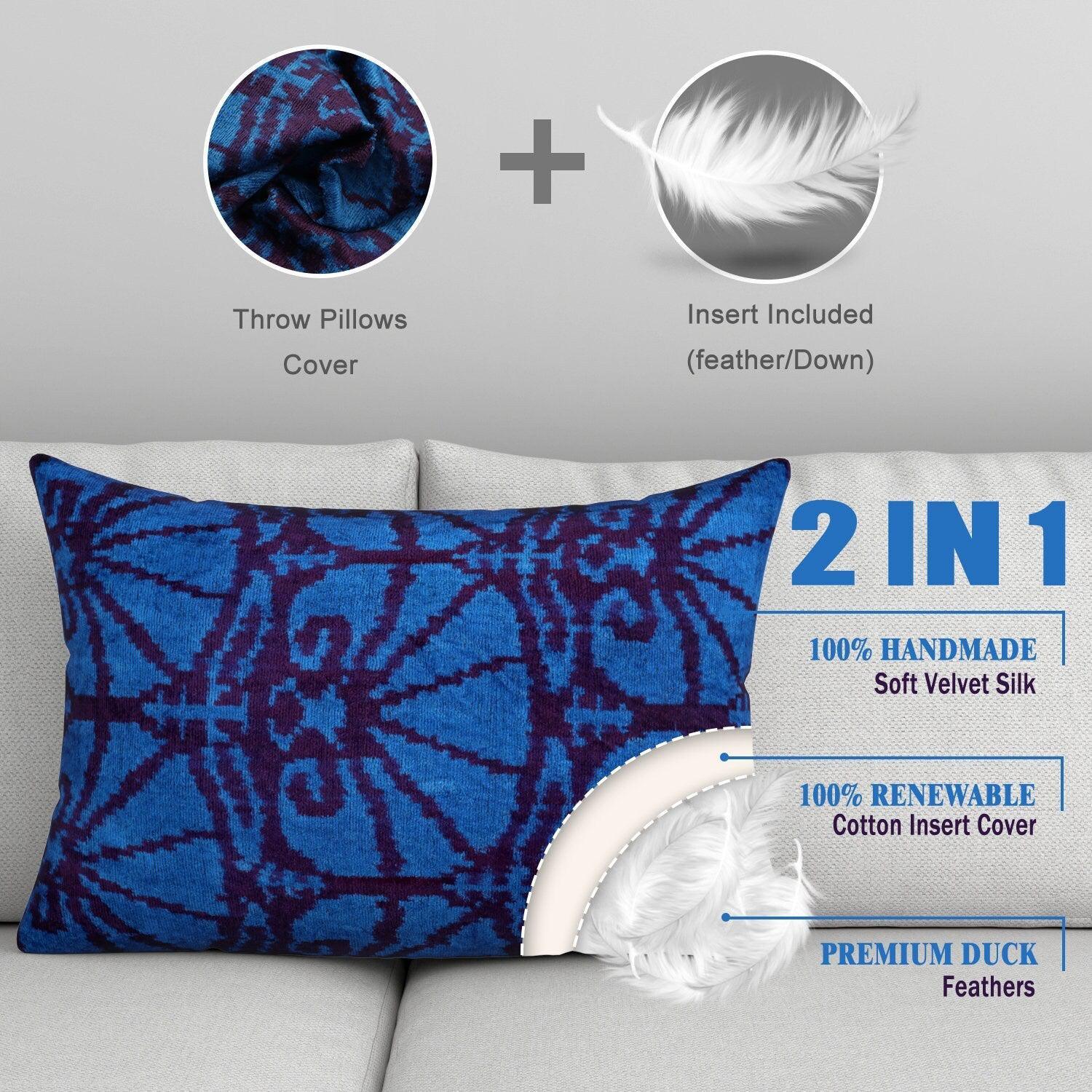 Canvello Decorative Blue Lumbar Throw Pillows For Couch - 16x24 in