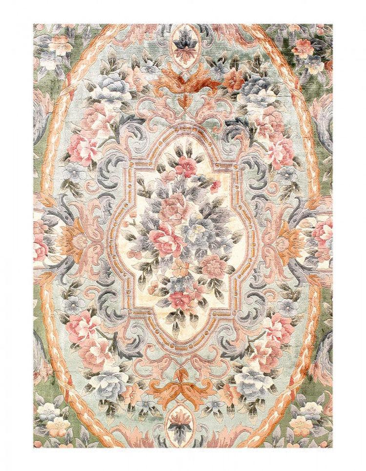 Canvello Fine Hand Knotted V.silk Chinese Aubusson rug 6' X 9'-2
