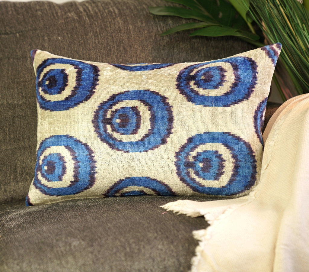 Canvello Habdmade Velvet Blue Throw Pillow + Down Insert - 16x24