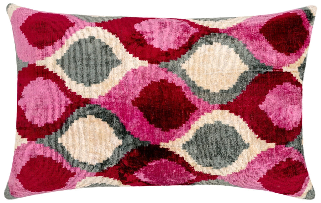 Canvello Handmade Luxury Decorative Pillow Cover & Premium Down Feather Insert Soft Velvet Silk Throw Cushion Gray Pink Ivory 16x24 in