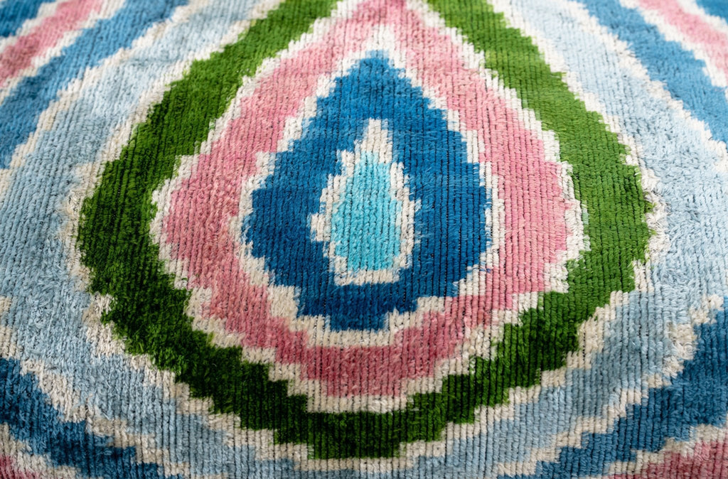 Canvello Luxurious 16x24 Inch Designer Throw Pillow with Down Feather Insert - Artistic Paisley Pattern in Vibrant Colors Pink Blue Green