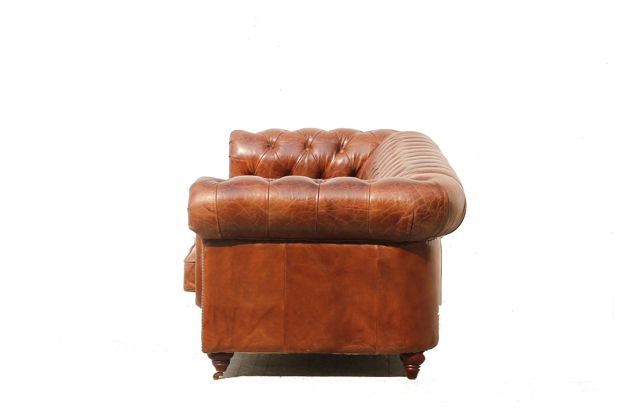 Canvello Paris Club Chester Bay Tufted Sofa, Brown-3