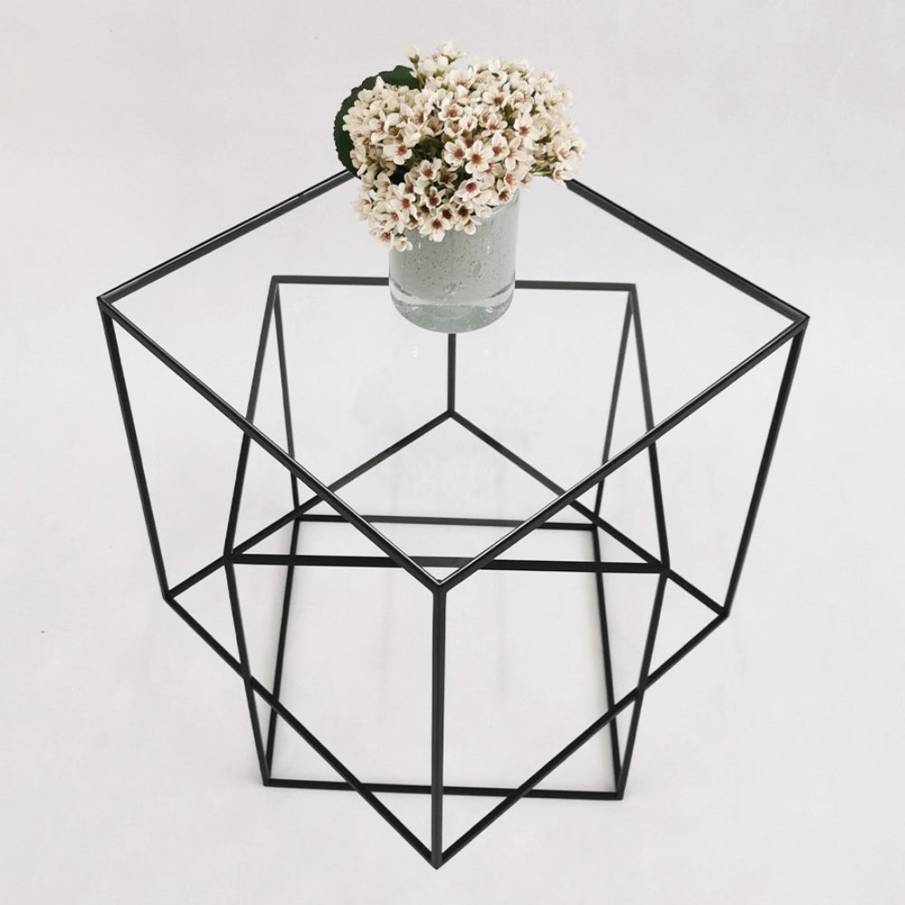 Glass double layer 3D floating side table