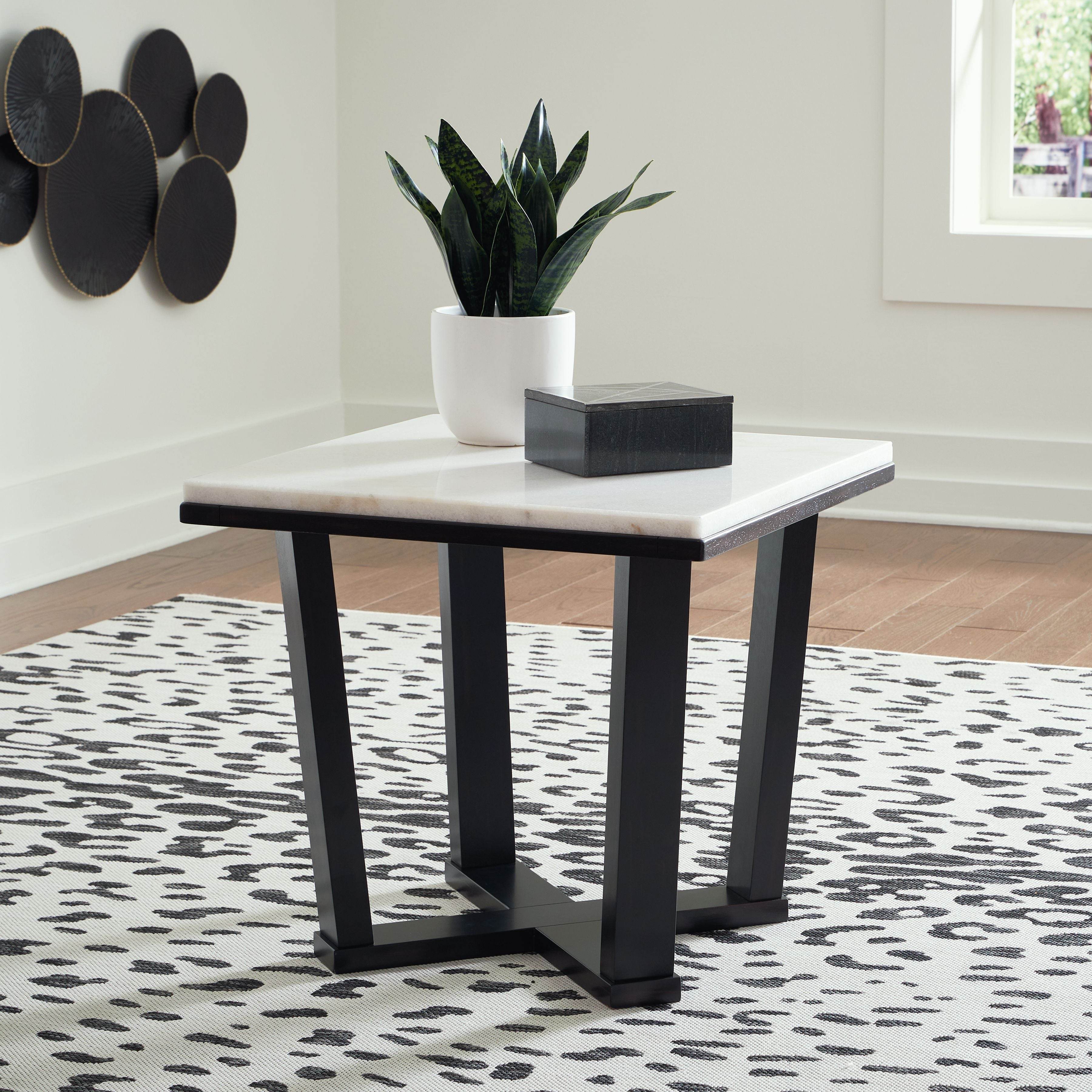 Fostead - Square End Table - White / Espresso-2