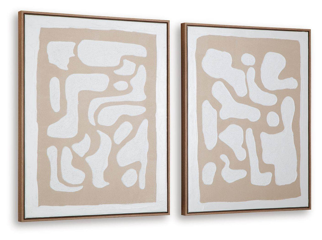Waldett - Wall Art Set (Set of 2) - Beige / White-2