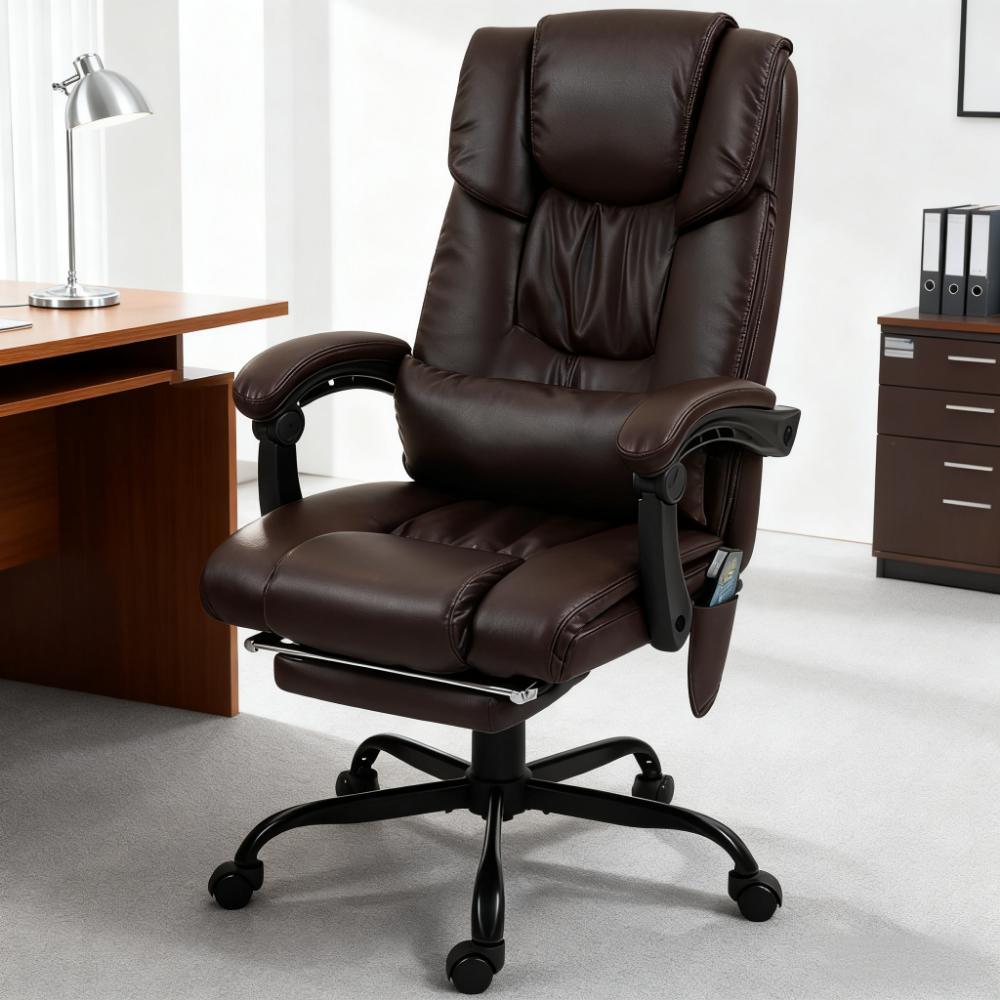 High Back Reclining Office Chair,Massage Office Chair with 6 Vibrating Points with Footrest and Remote